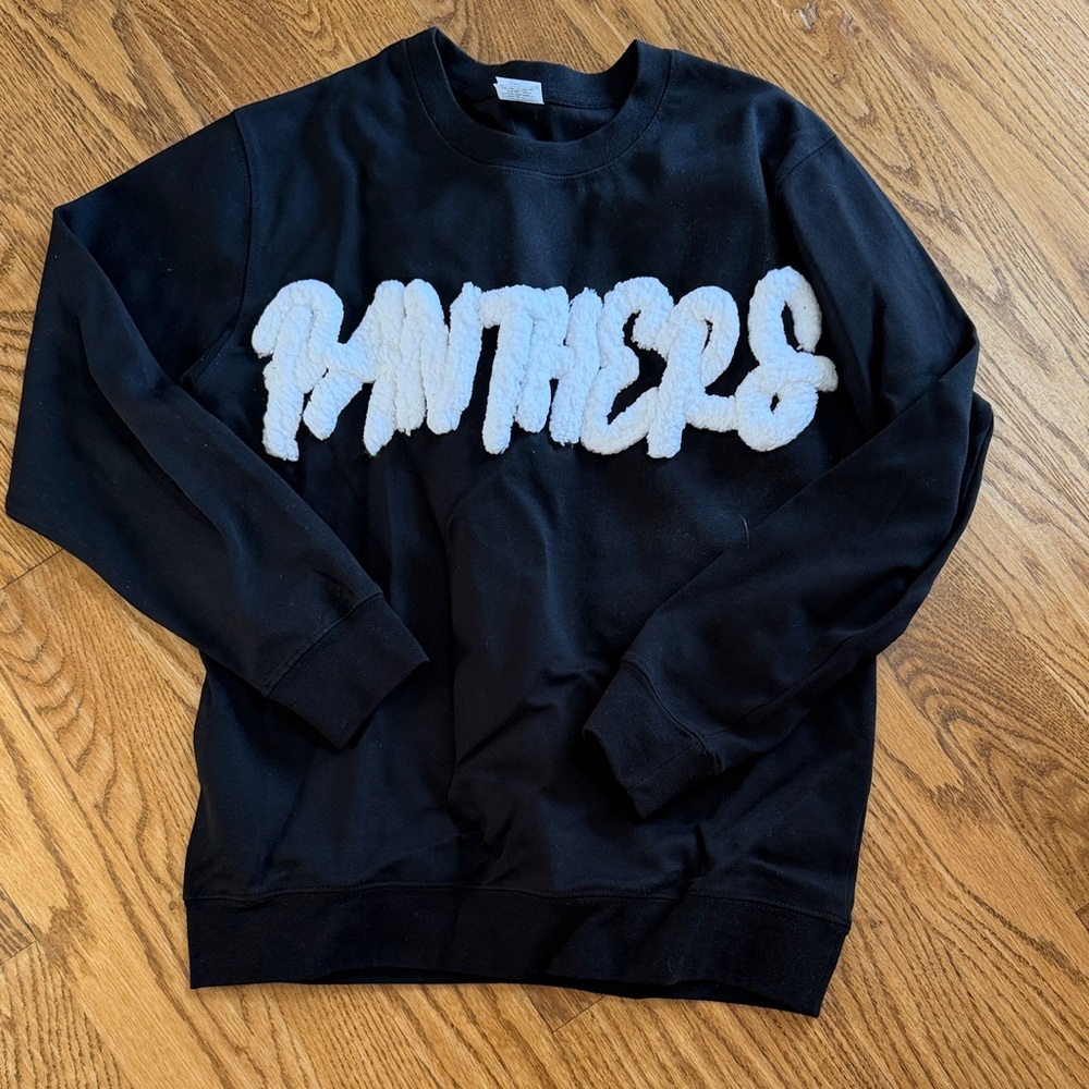 NEW Tapanther Black 'Panthers' Crewneck Sweater - White Script